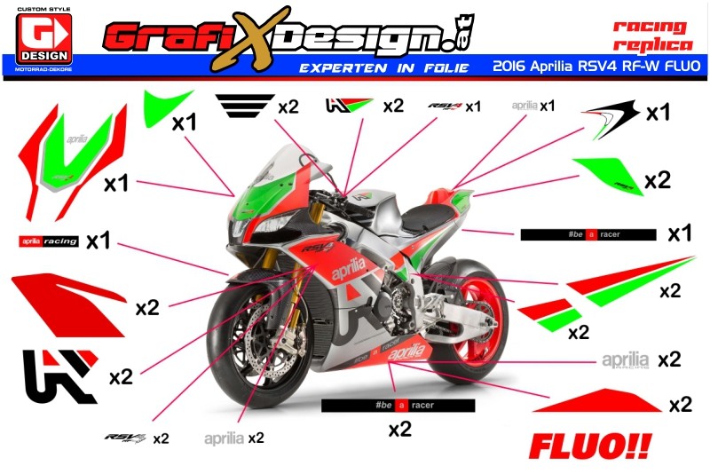 2016 Kit Aprilia SBK RSV4 RF-W FLUO